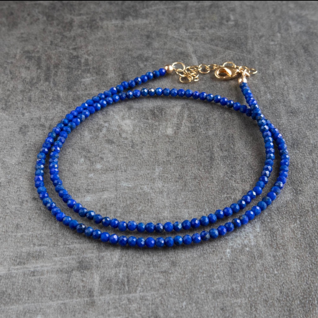 Lapis Lazuli Beaded Necklace Choker 78$